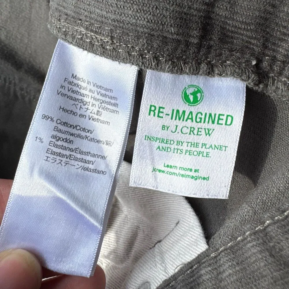J Crew Gray Corduroy Reimagined Chino Slim Fit Pants